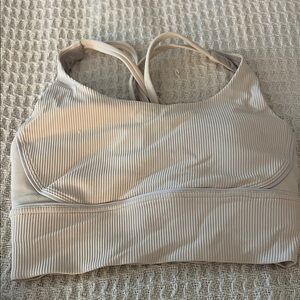 Women's Cream Ribbed Sports Bra